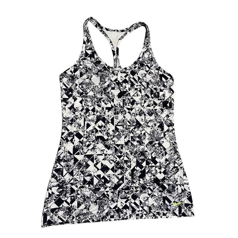Nike Dri-Fit Black & White Slim Fit Racer Back Workout Tank Top